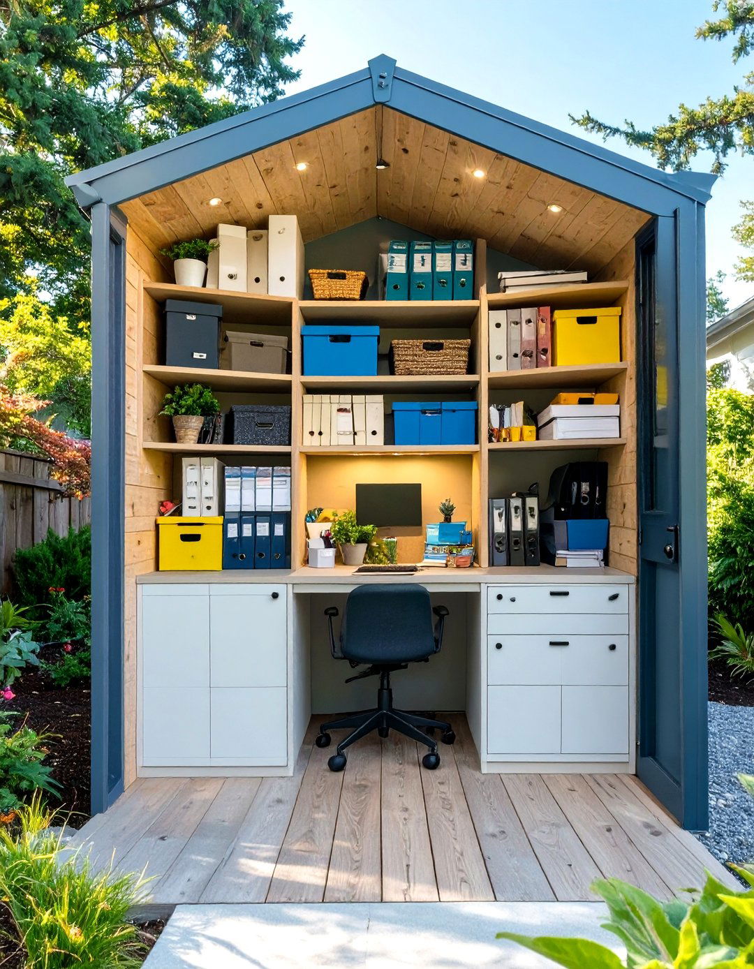Shed Office with Built In Storage - 30 shed office ideas