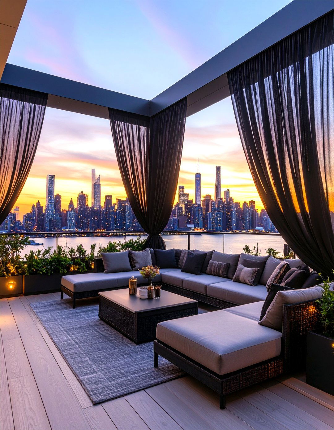 Sheer Black Patio Curtains for Dramatic Flair - 30 patio curtain ideas