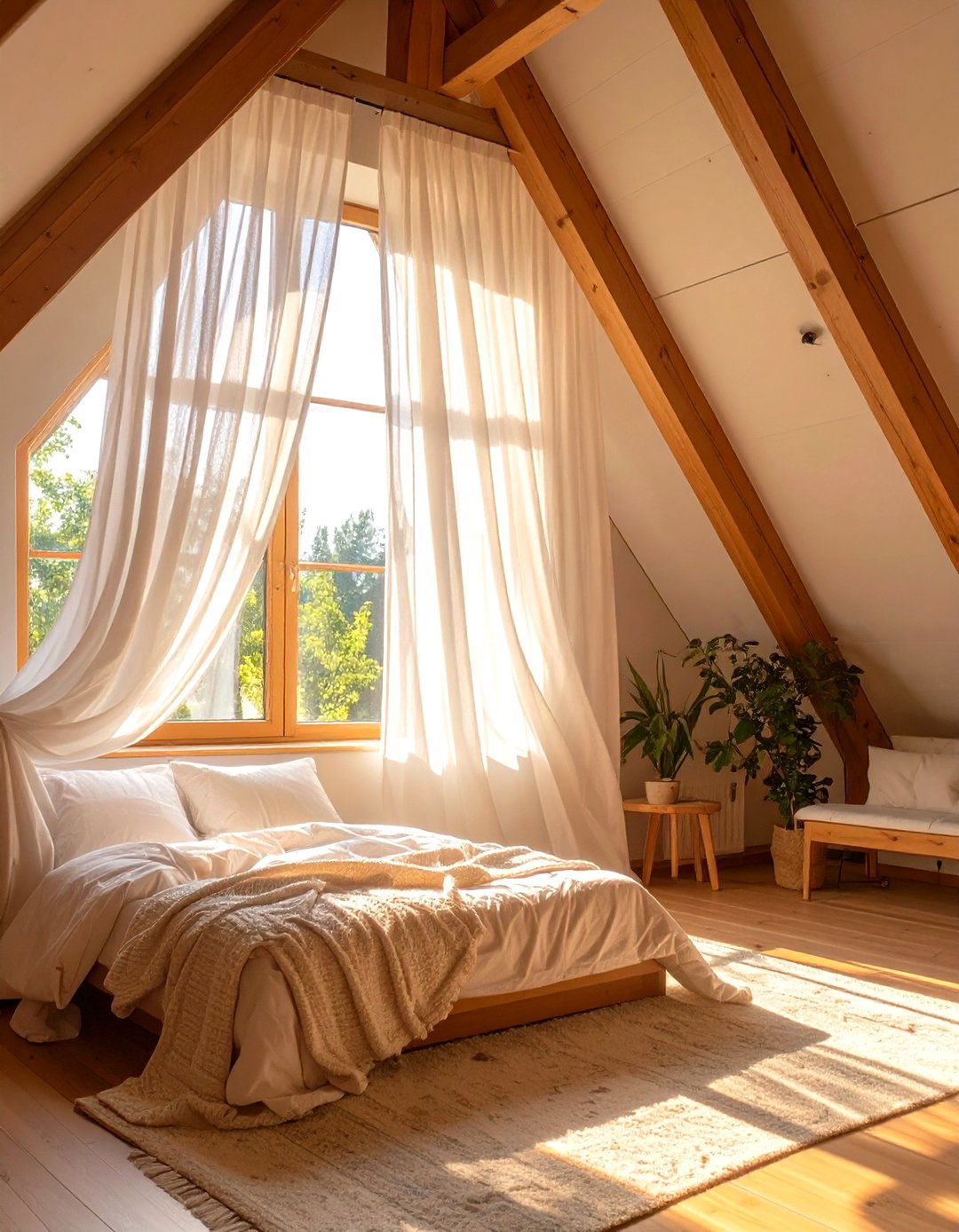 Sheer Curtains to Maximize Natural Light - 30 slanted ceiling low ceiling attic bedroom ideas