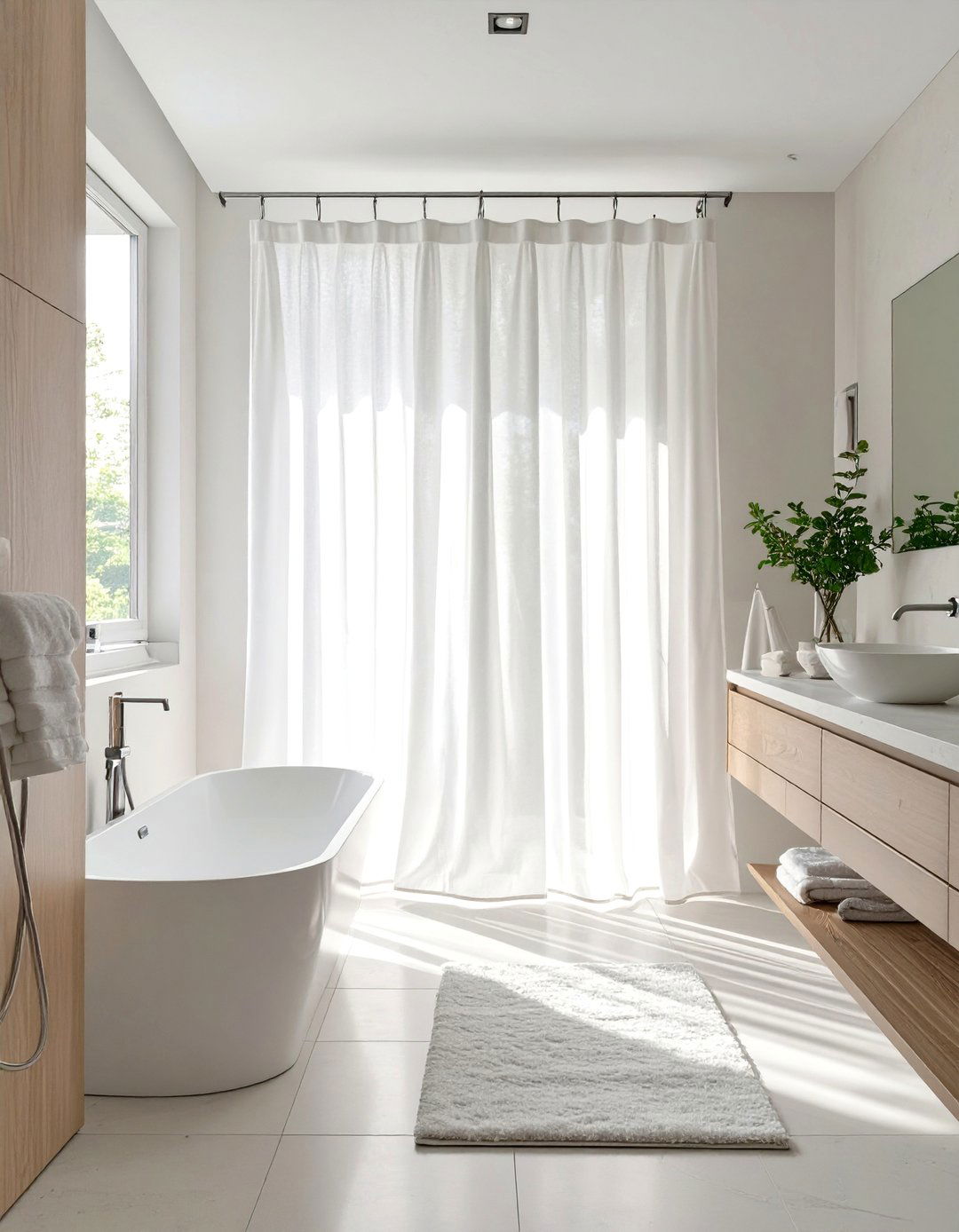 Sheer Fabric Bathroom Curtain - 30 bathroom curtains ideas