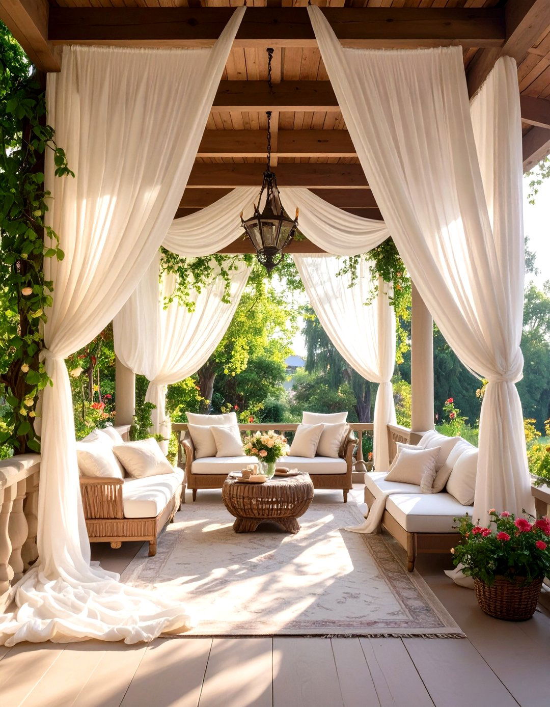 Sheer Fabric Draping - 30 porch privacy ideas