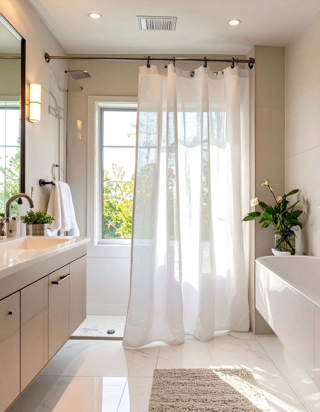 Sheer Fabric Shower Curtain - 30 shower curtain ideas