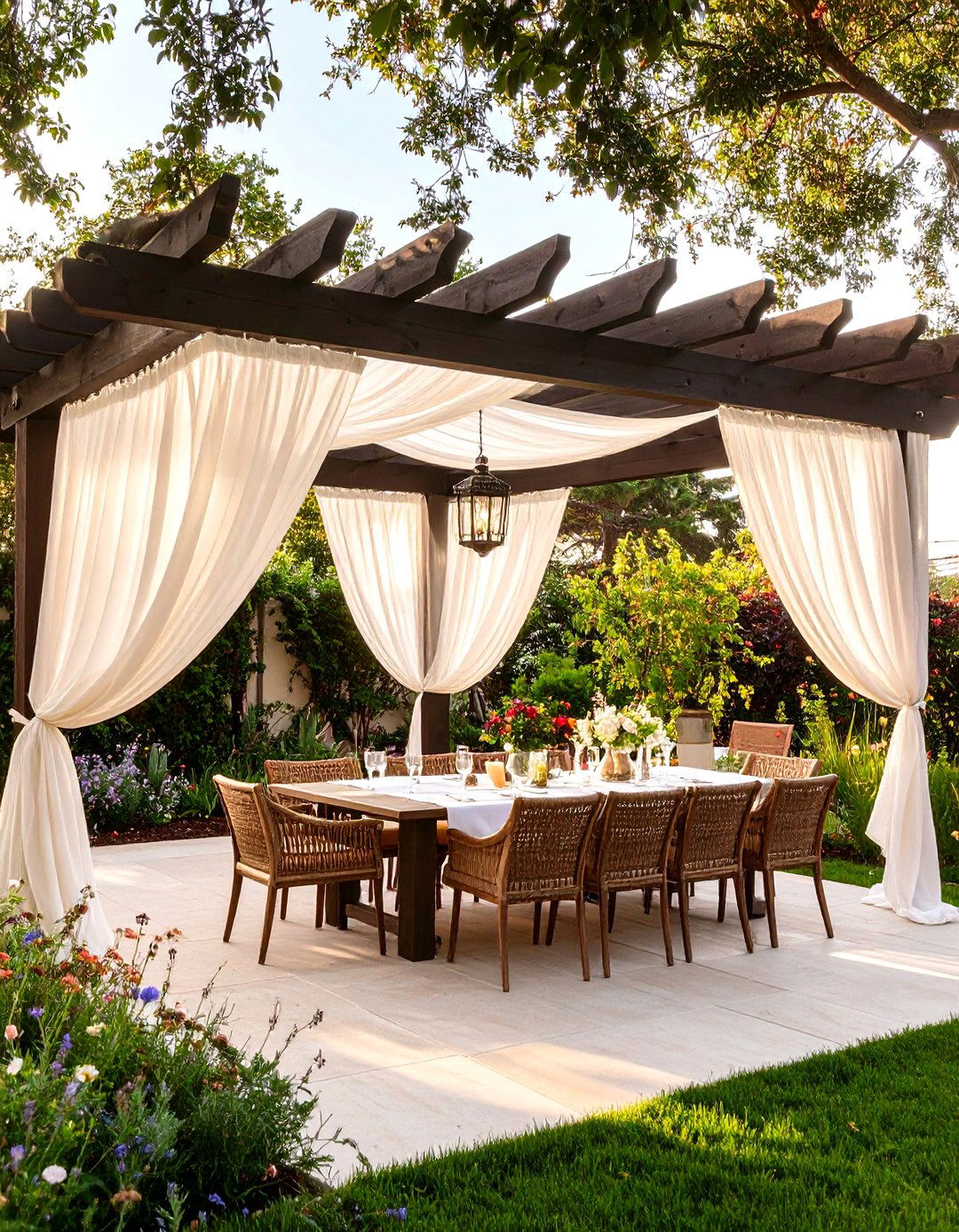 Sheer Outdoor Fabric Panels - 30 patio privacy ideas