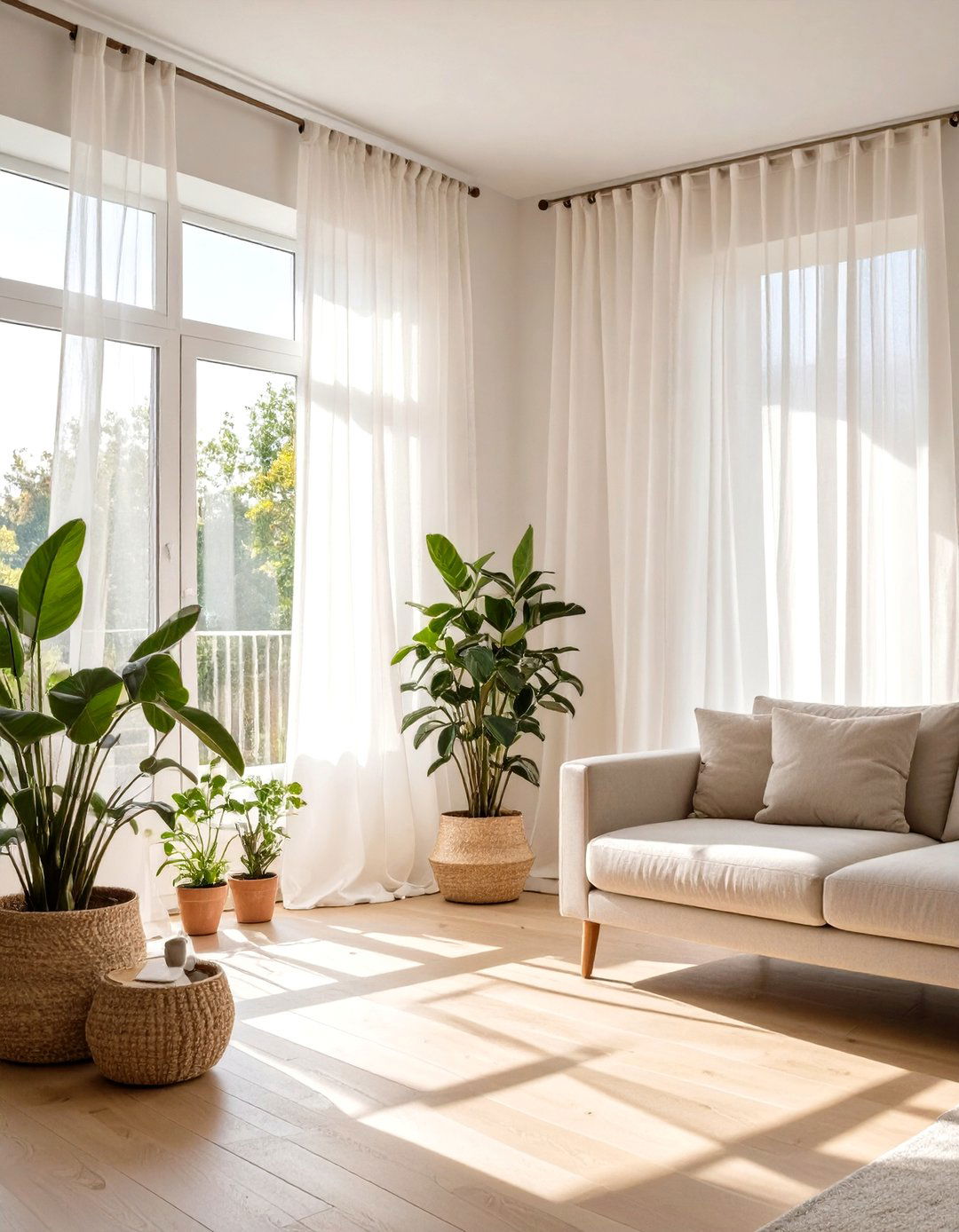 Sheer White Curtains for an Airy Feel - 30 curtains for living room ideas