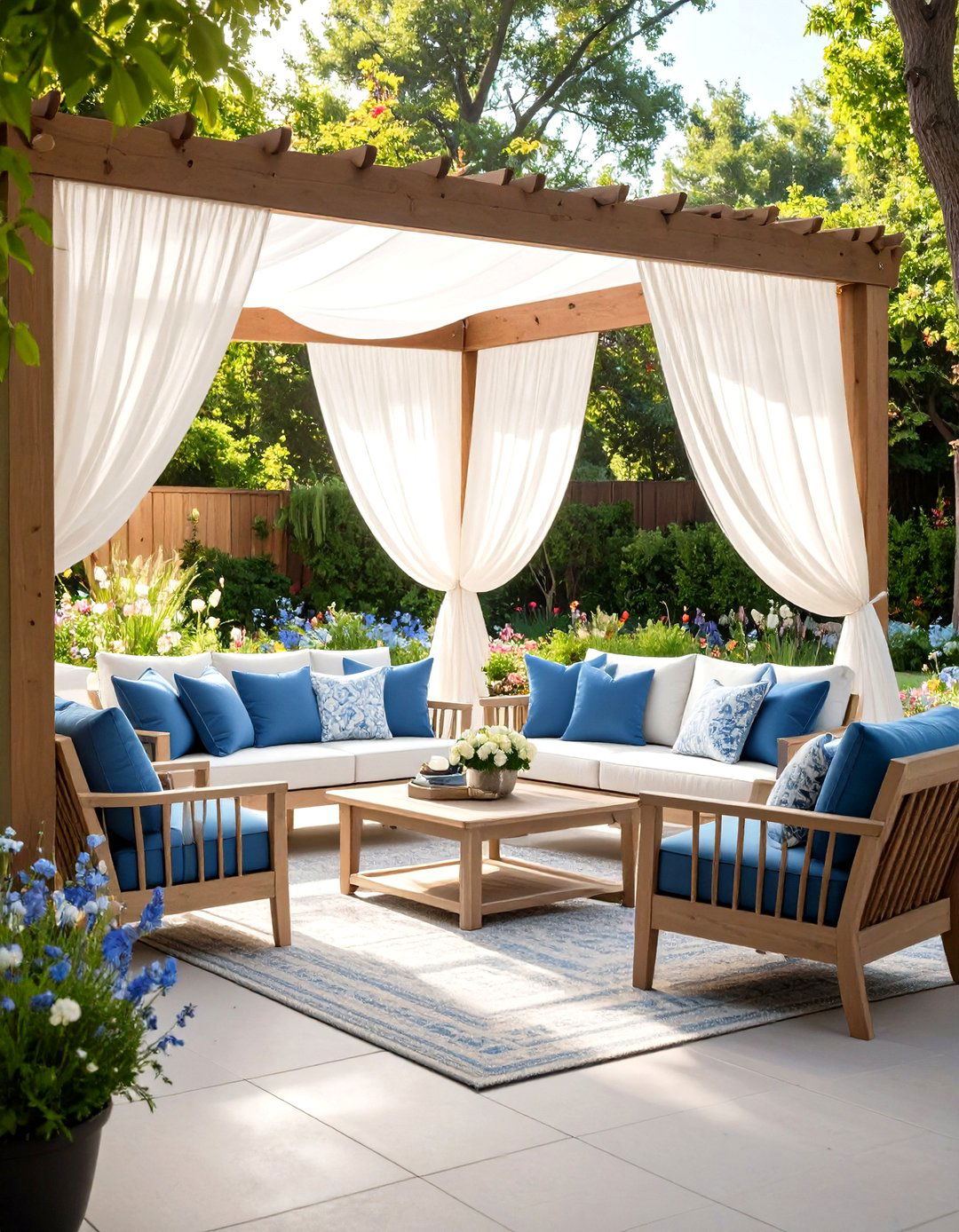 Sheer White Patio Curtains for a Breezy Feel - 30 patio curtain ideas