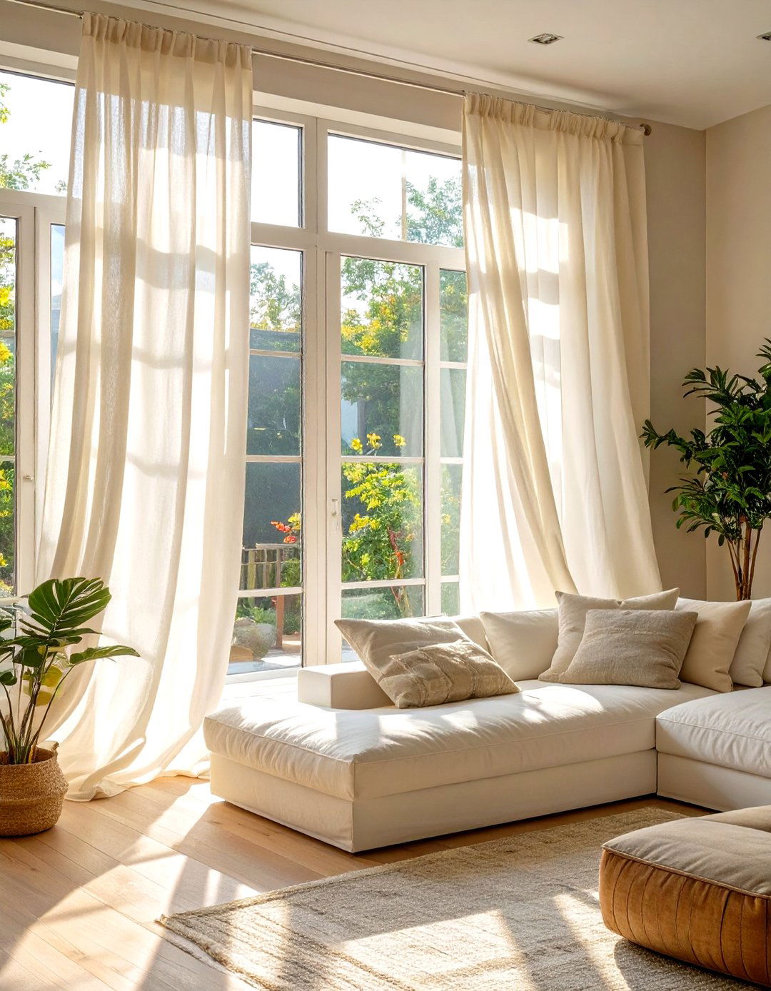 Sheer Window Curtains - 30 small space living room ideas