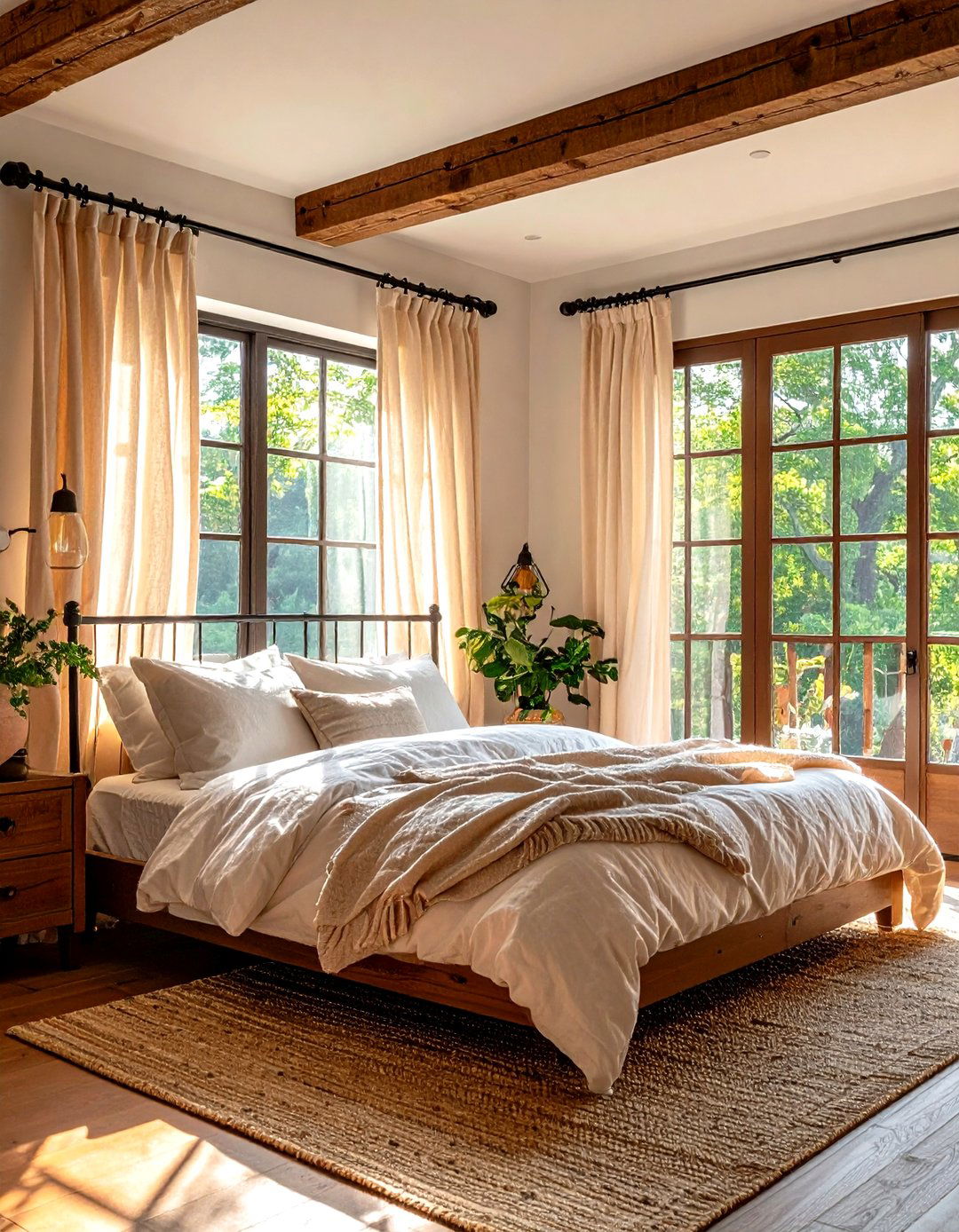 Sheer or Linen Curtains - 30 rustic bedroom ideas