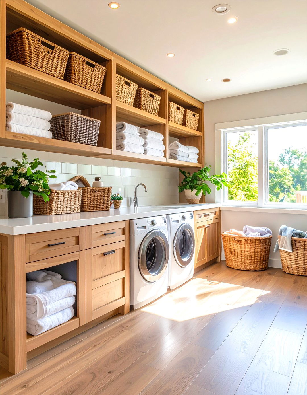 Shelving Above a Folding Counter - 30 laundry shelf ideas