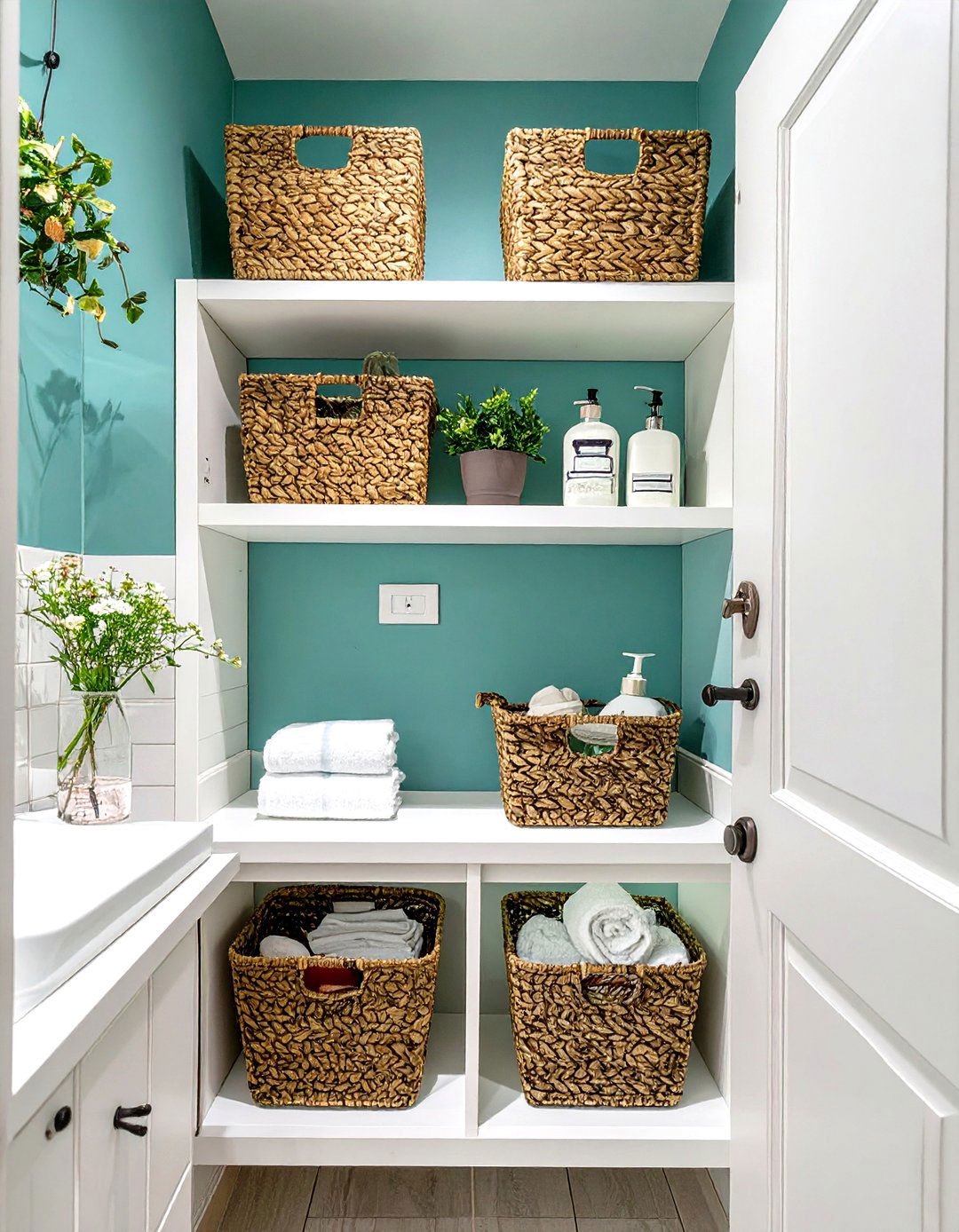 Shelving Above the Bathroom Door - 30 shelves very small bathroom storage ideas