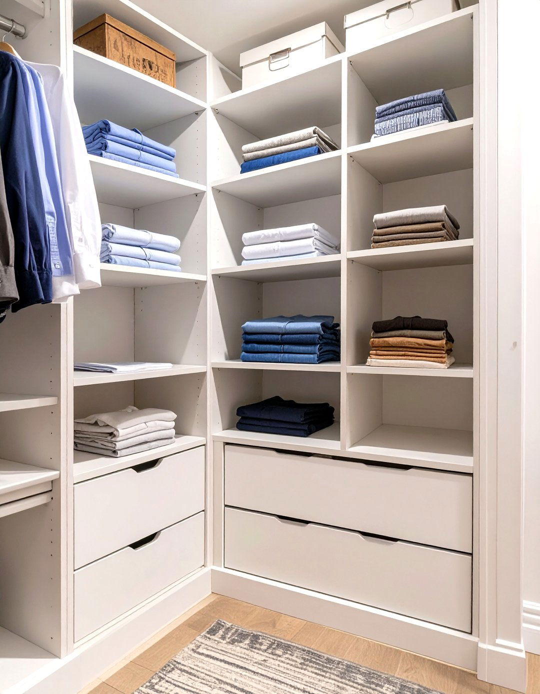 Shelving with Integrated Drawers - 30 small closet shelving ideas