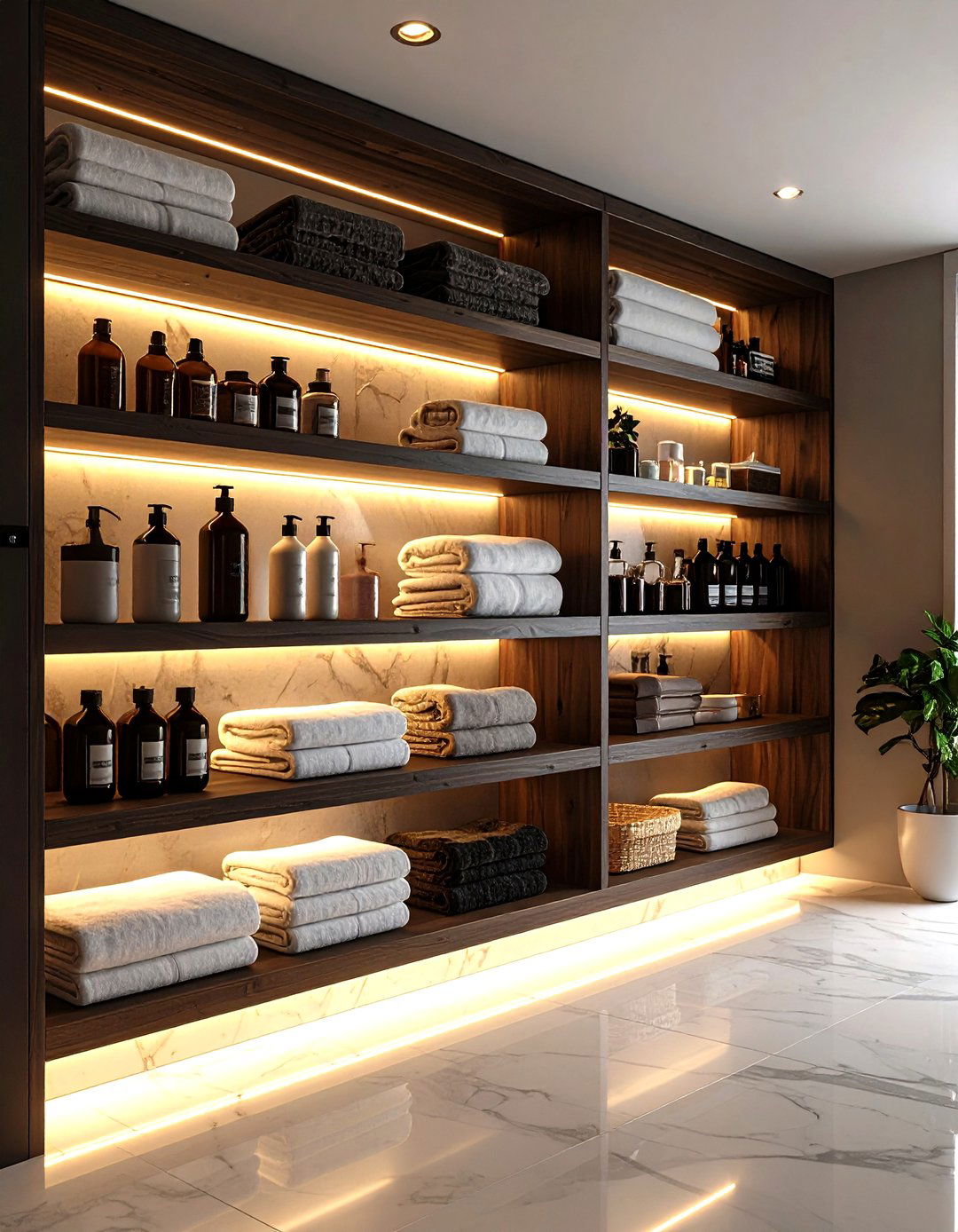 Shelving with Integrated Lighting - 30 laundry shelf ideas