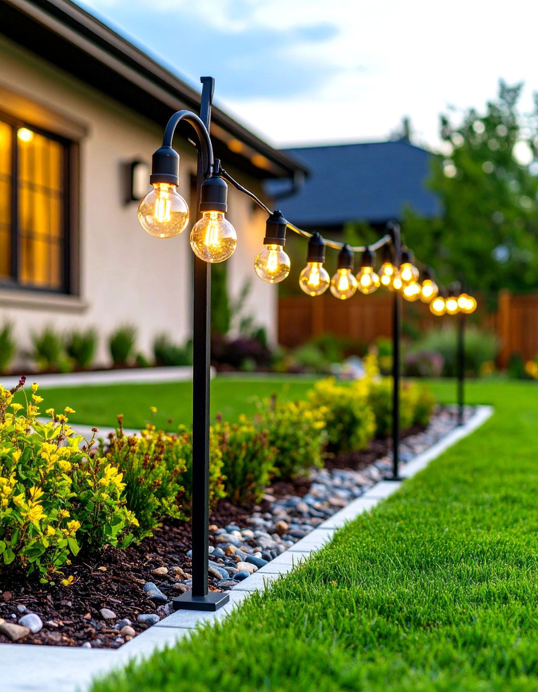 Shepherds Hook Hanging Lights - 30 patio lights ideas