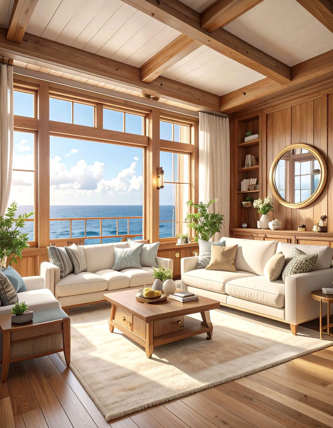 Ship Inspired Living Room Cabin - 30 coastal living room ideas
