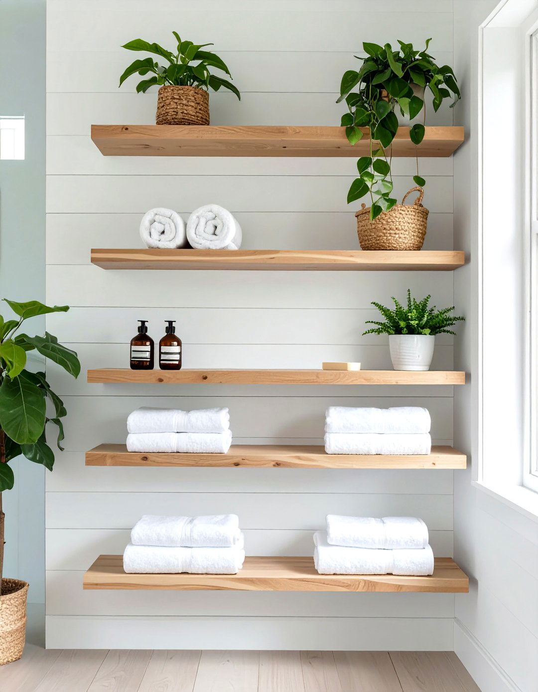 Shiplap Behind Floating Shelves - 30 shiplap bathroom ideas
