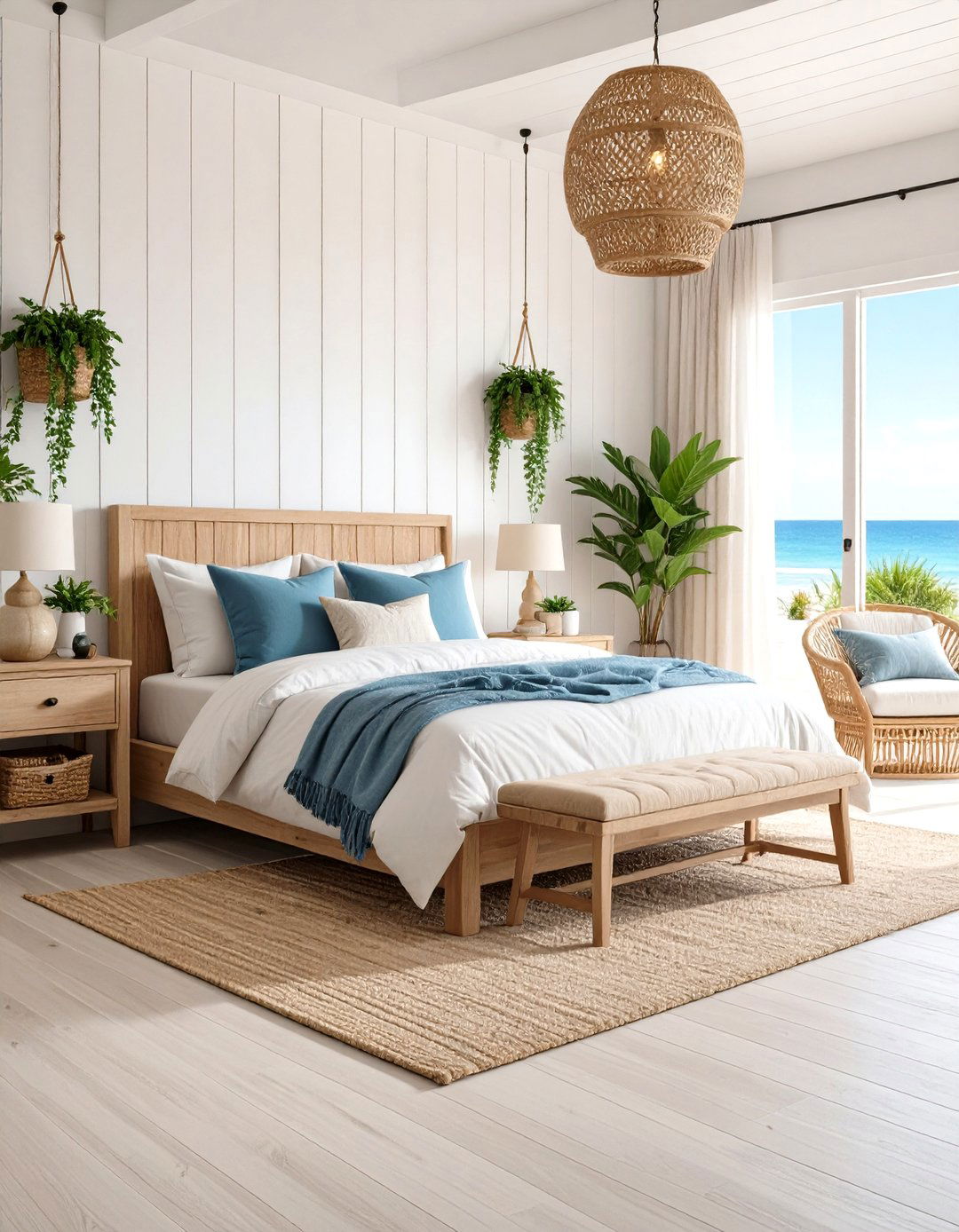 Shiplap Coastal Bedroom Wall - 30 accent wall bedroom ideas