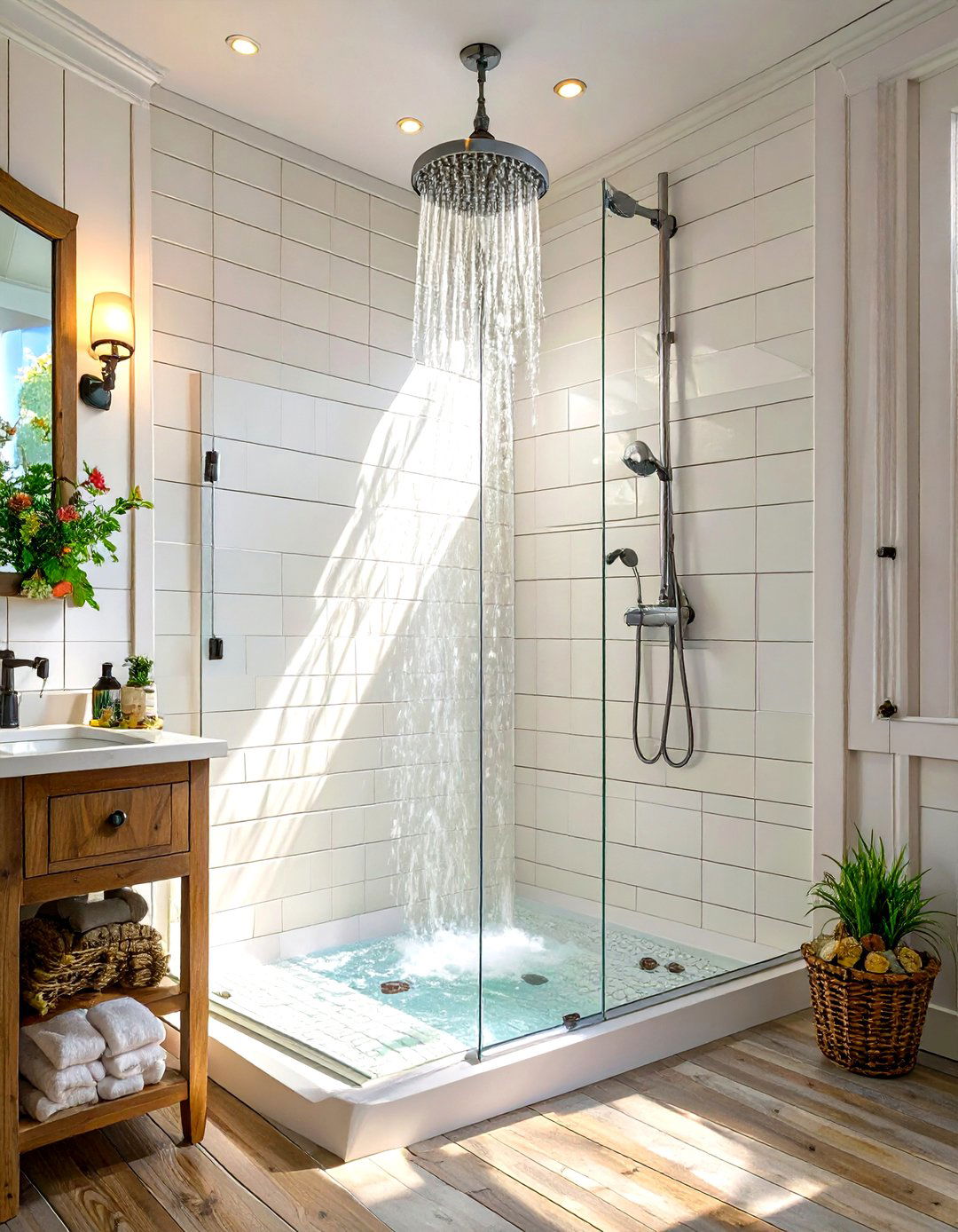 Shiplap Inside a Shower Using PVCVinyl - 30 shiplap bathroom ideas