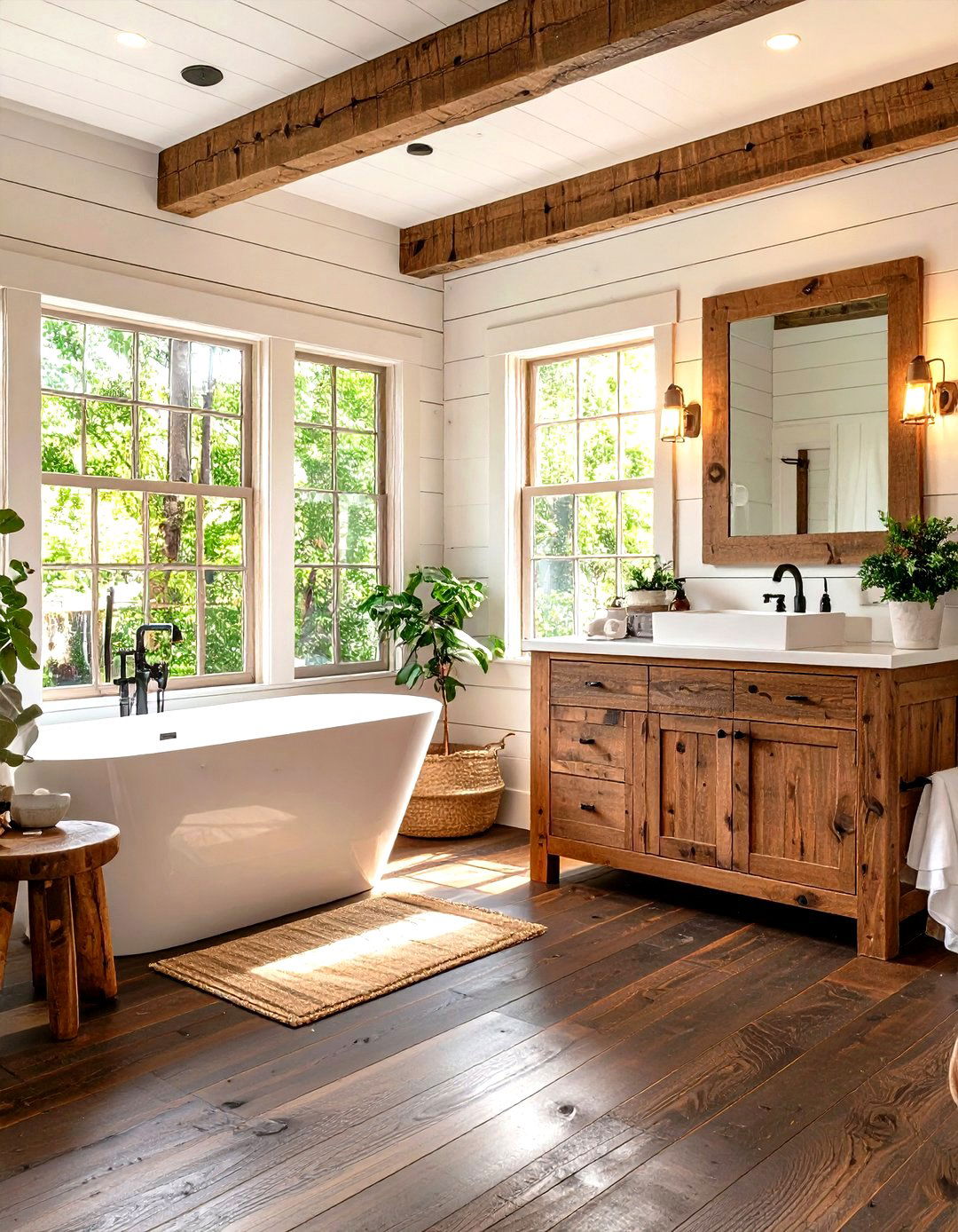 Shiplap Wall Paneling - 30 rustic bathroom ideas