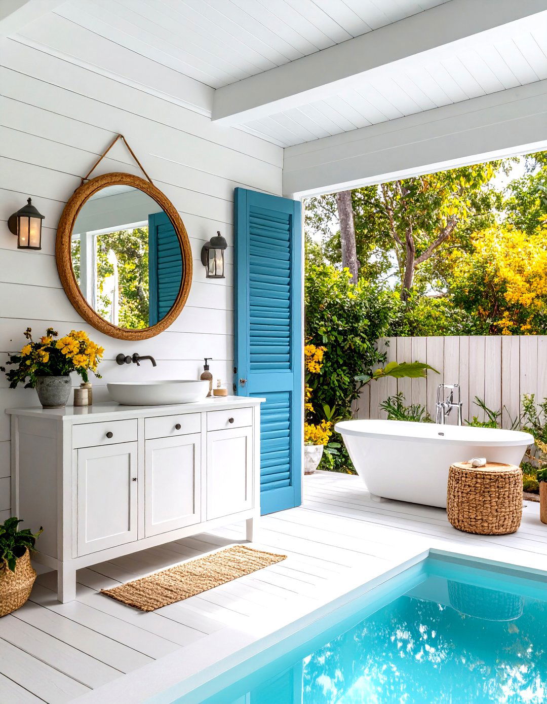 Shiplap Wall Paneling - 30 pool bathroom ideas