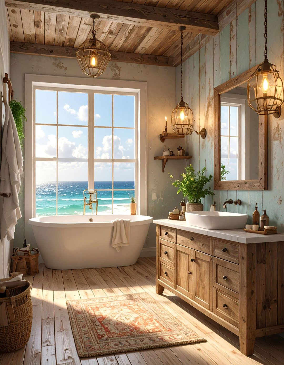 Shipwreck Salvage Style Bathroom - 30 beach bathroom ideas
