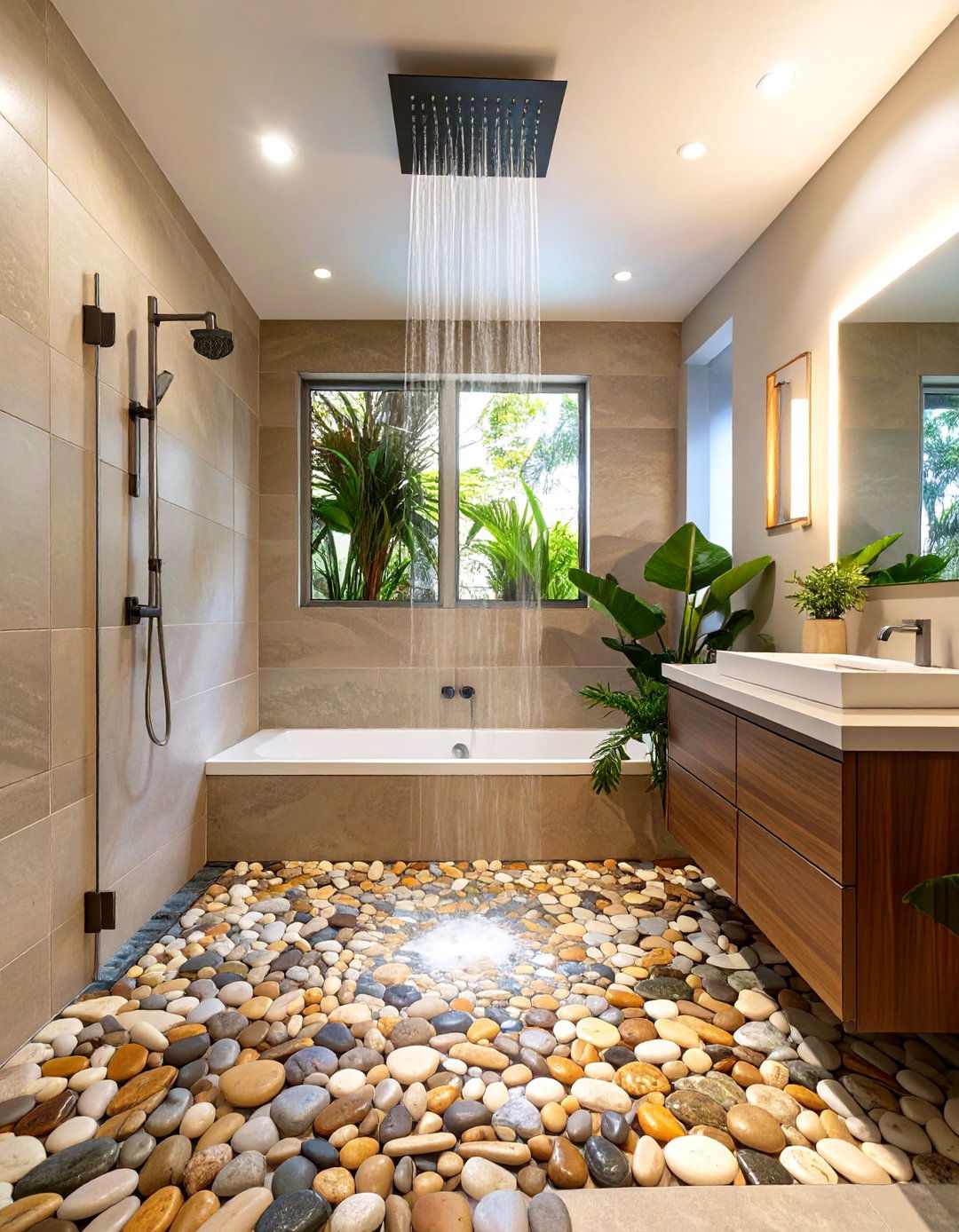 Shower Conversion with Pebble Tile Floor - 30 tub to shower conversion ideas