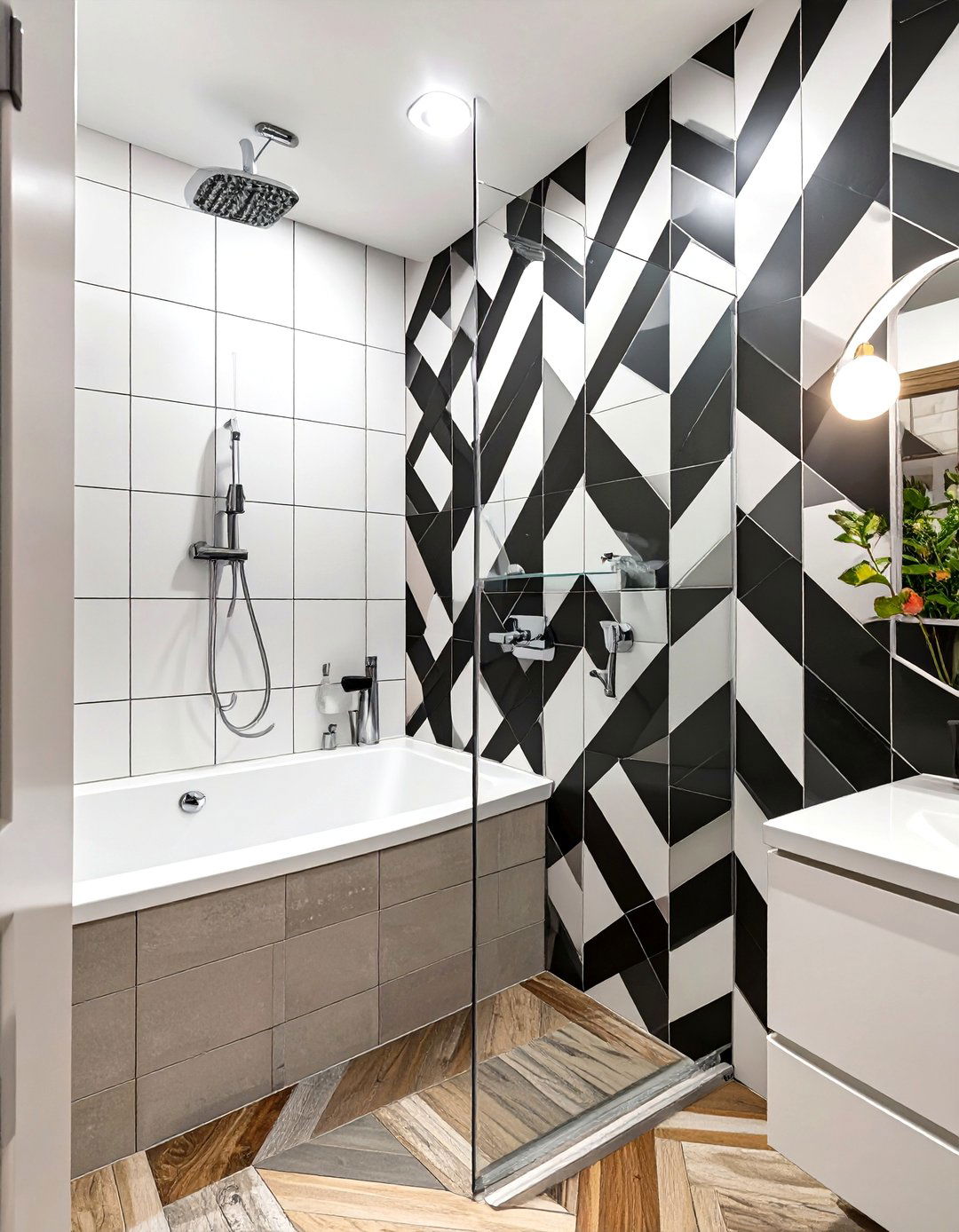 Shower Room with Bold Patterned Tiles - 30 shower room ideas
