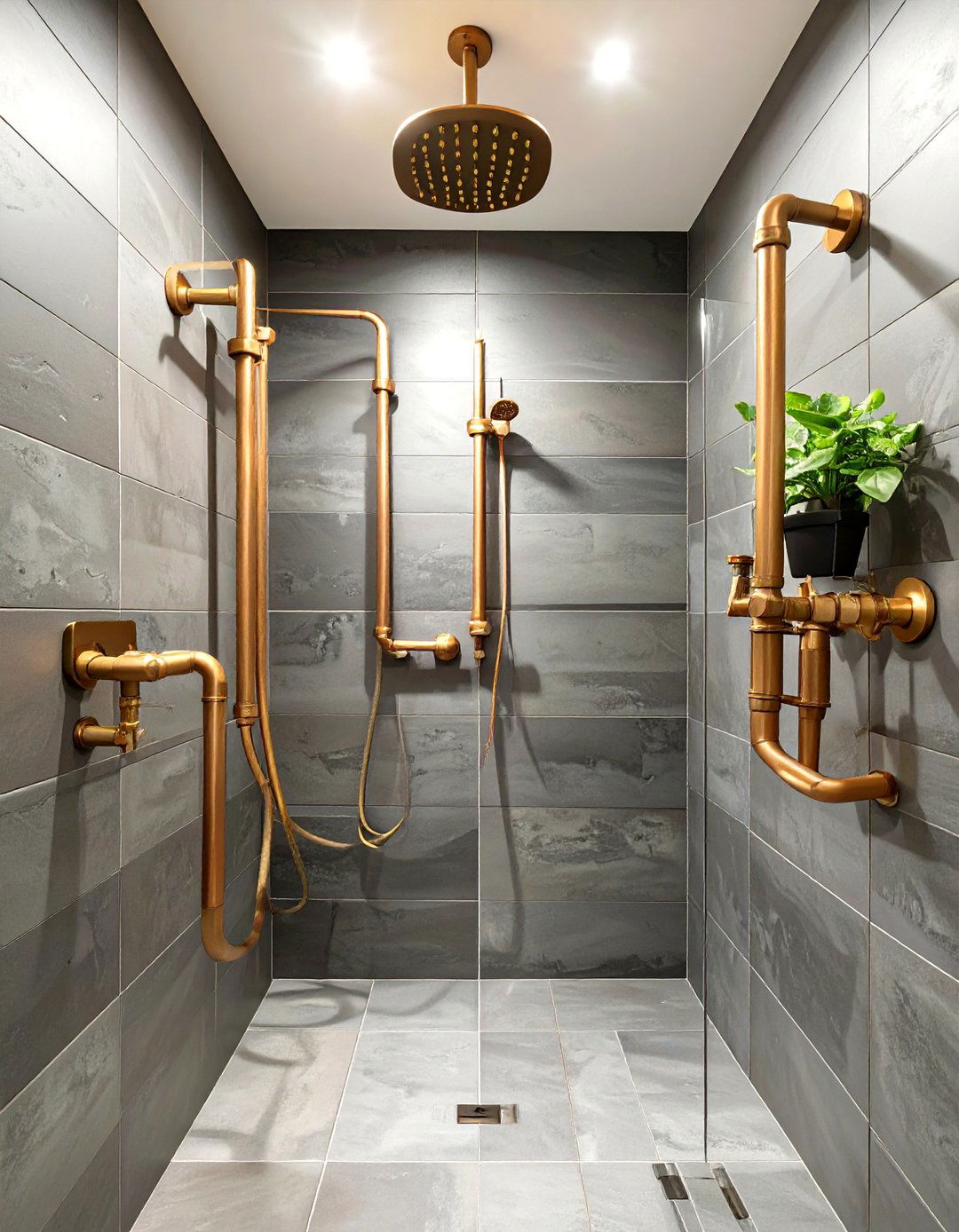 Shower Room with Exposed Pipework - 30 shower room ideas