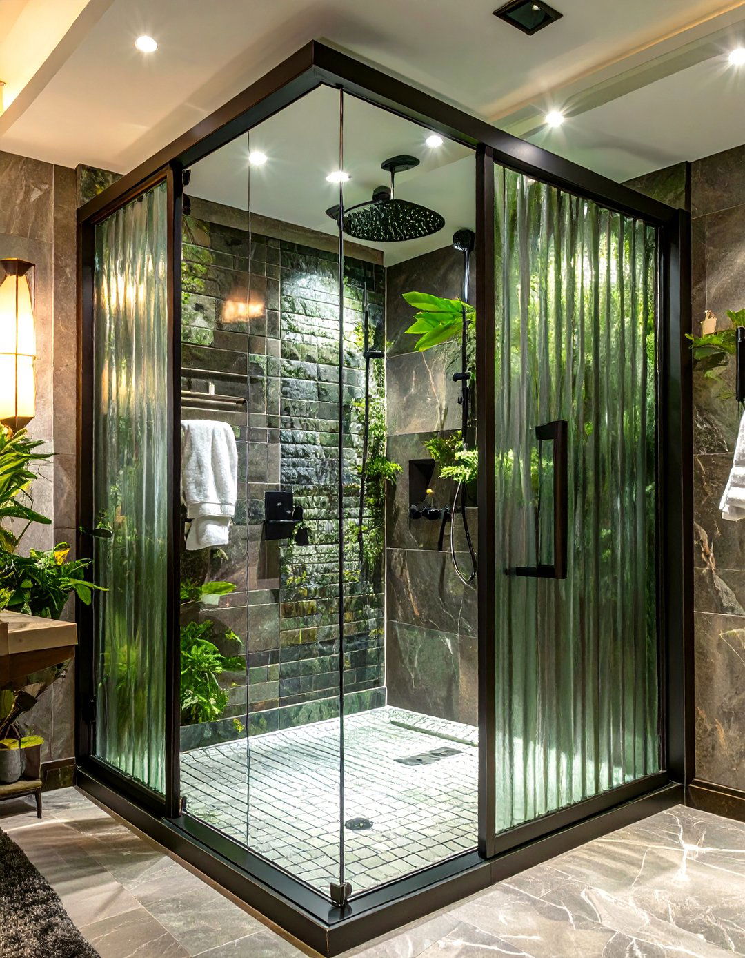 Shower Room with Fluted Glass Panels - 30 shower room ideas