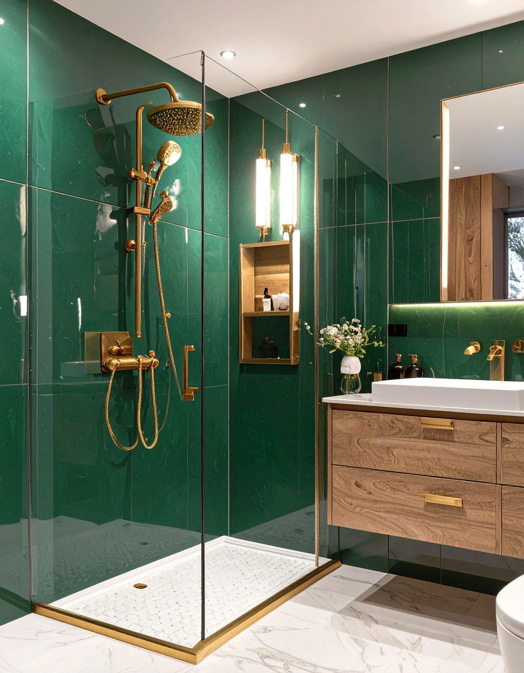 Shower Room with High Gloss Lacquered Walls - 30 shower room ideas