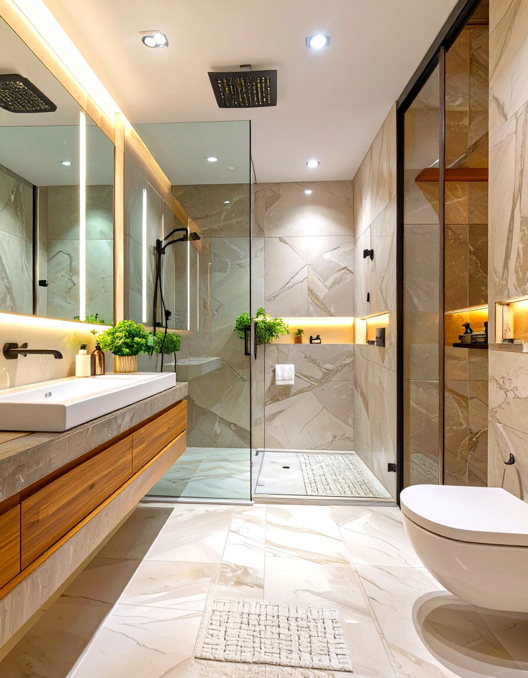 Shower Room with Mirrored Walls - 30 shower room ideas