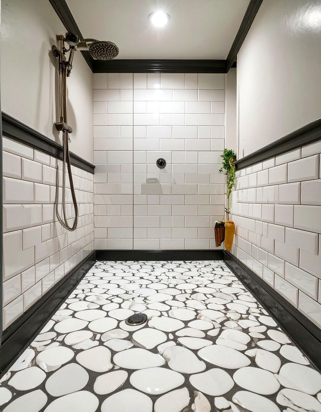 Shower Room with Penny Tile Flooring - 30 shower room ideas