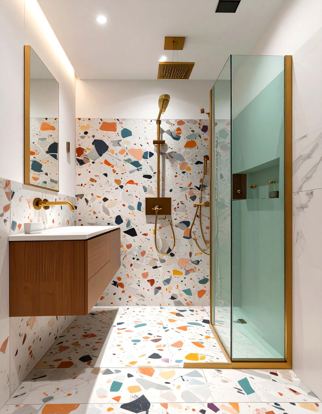 Shower Room with Terrazzo Walls - 30 shower room ideas