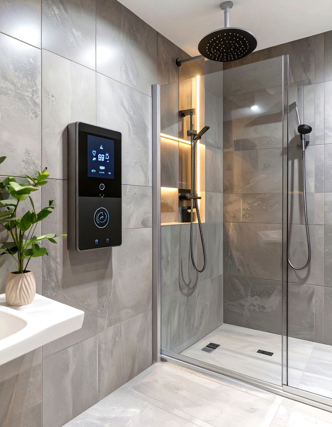 Shower Room with a Digital Shower Control - 30 shower room ideas