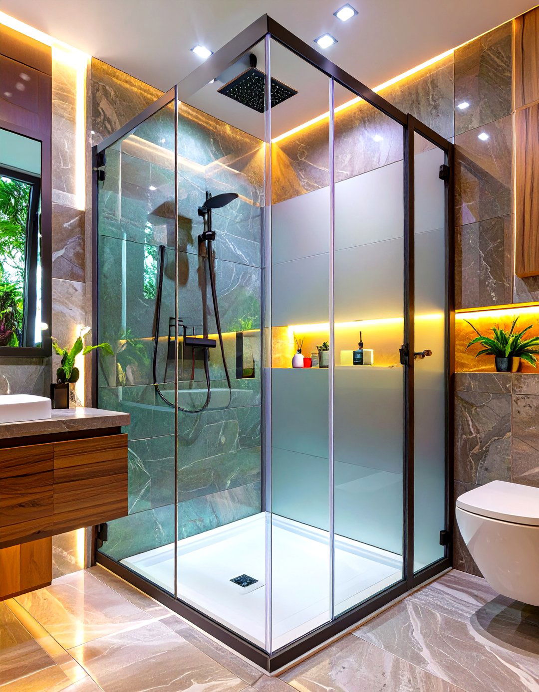 Shower Room with a Half Frosted Glass Panel - 30 shower room ideas