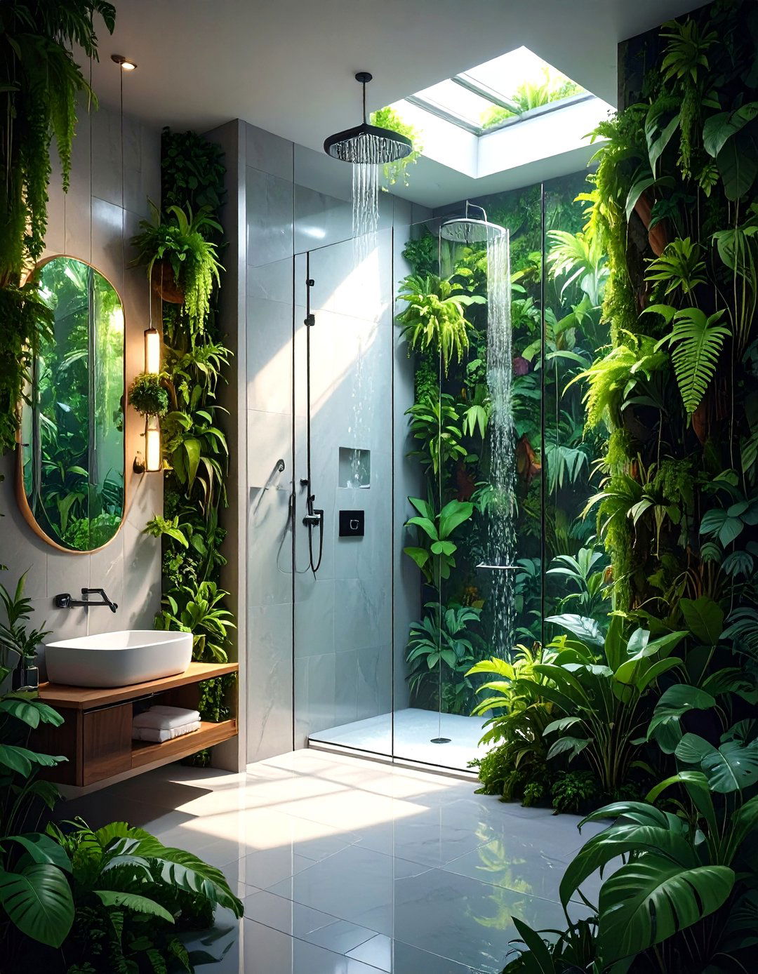 Shower Room with a Plant Wall - 30 shower room ideas
