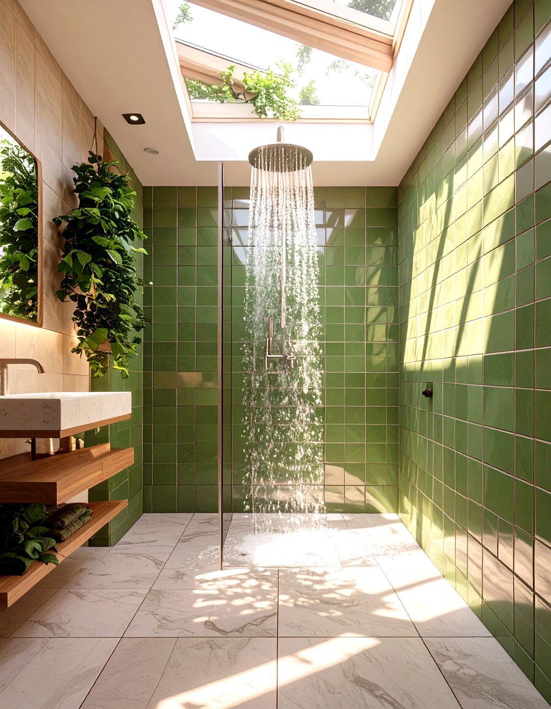 Shower Stall with a Skylight - 30 shower stall ideas