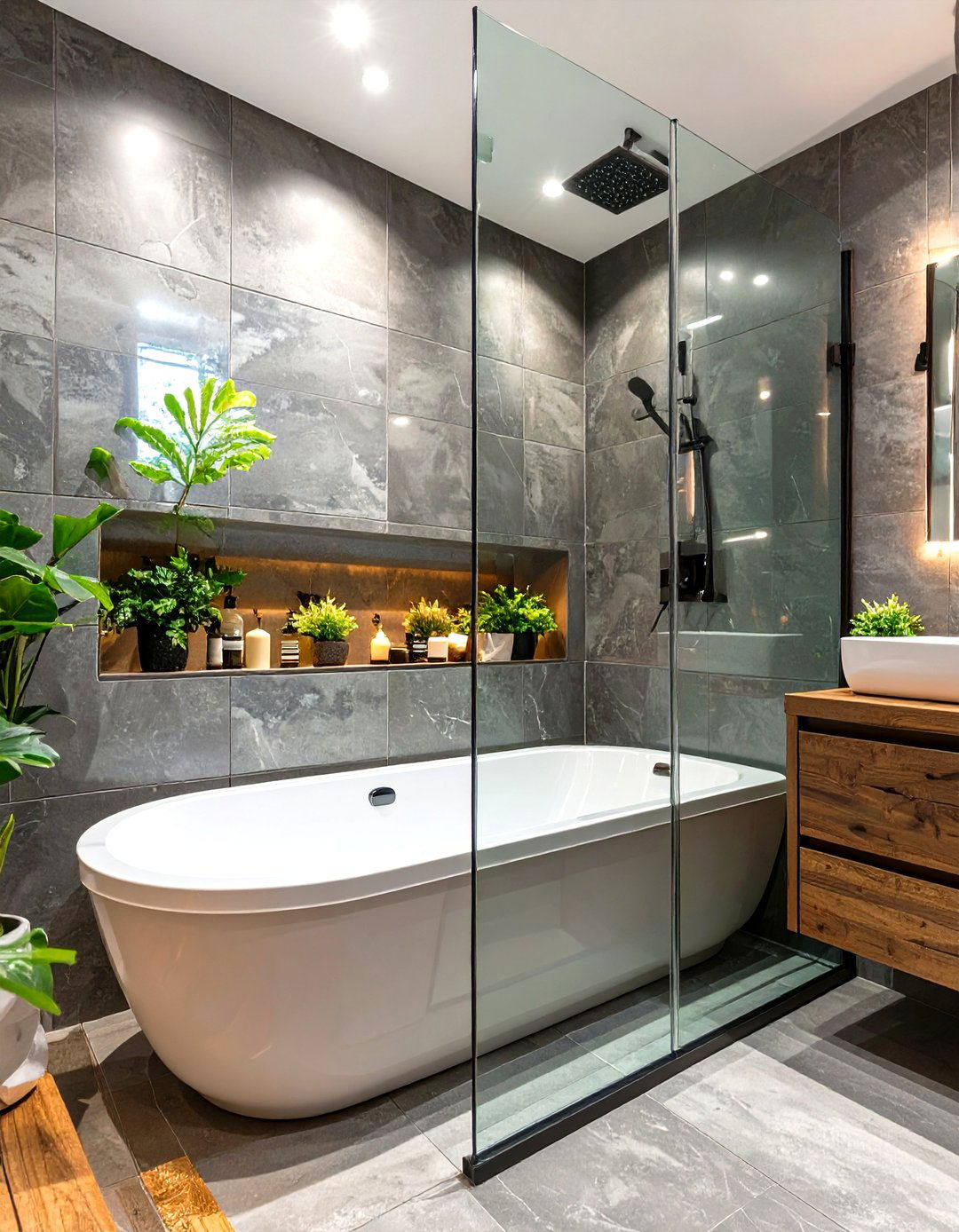 Shower Tub with a Fixed Glass Panel - 30 shower tub designs