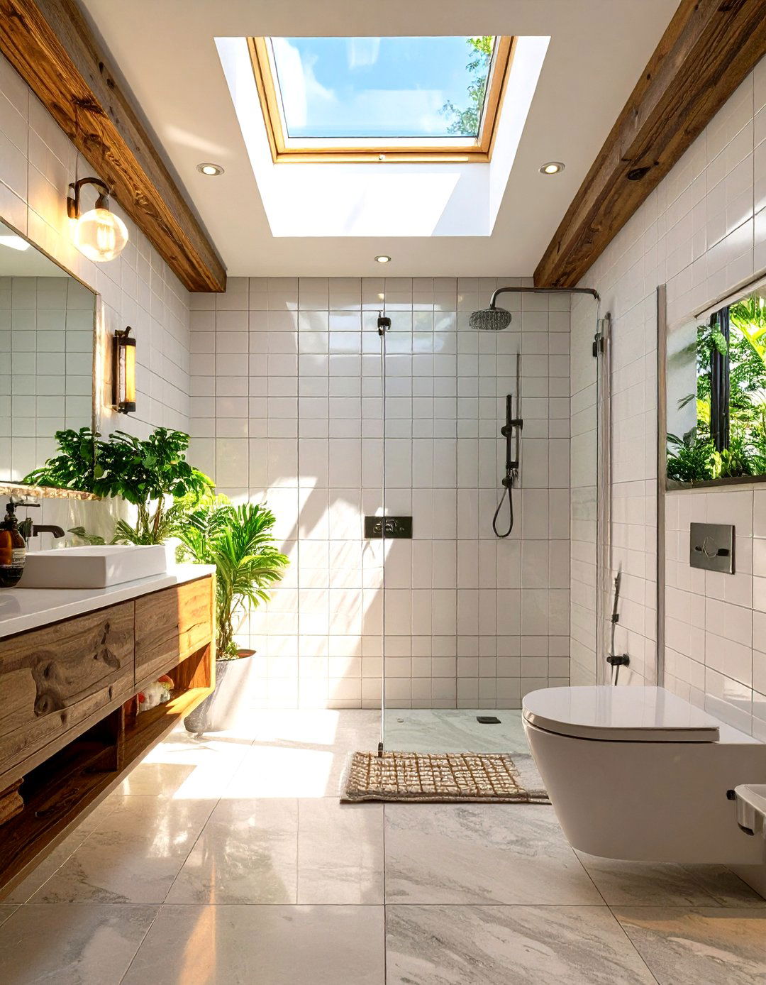 Shower with Skylight Integration - 30 tub to shower conversion ideas