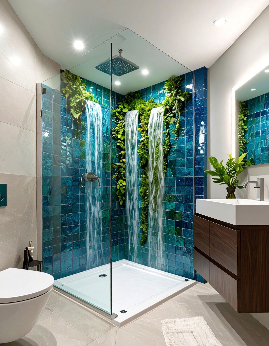 Shower with a Custom Tile Mural or Accent Wall - 30 tub to shower conversion ideas