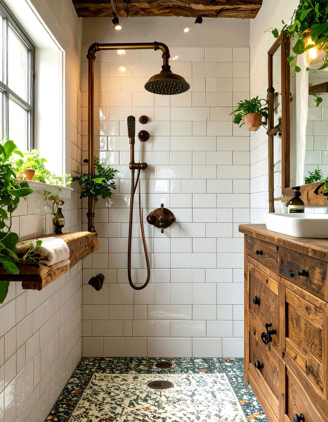 Shower with a Exposed Pipe Shower System - 30 tub to shower conversion ideas