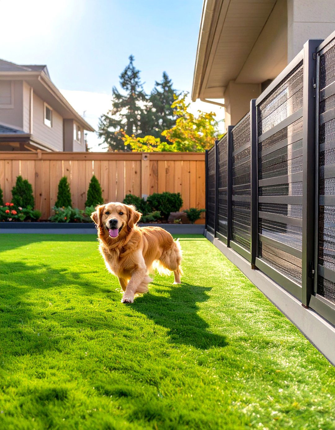 Side Yard Dog Run with Artificial Turf - 30 side of house landscaping ideas