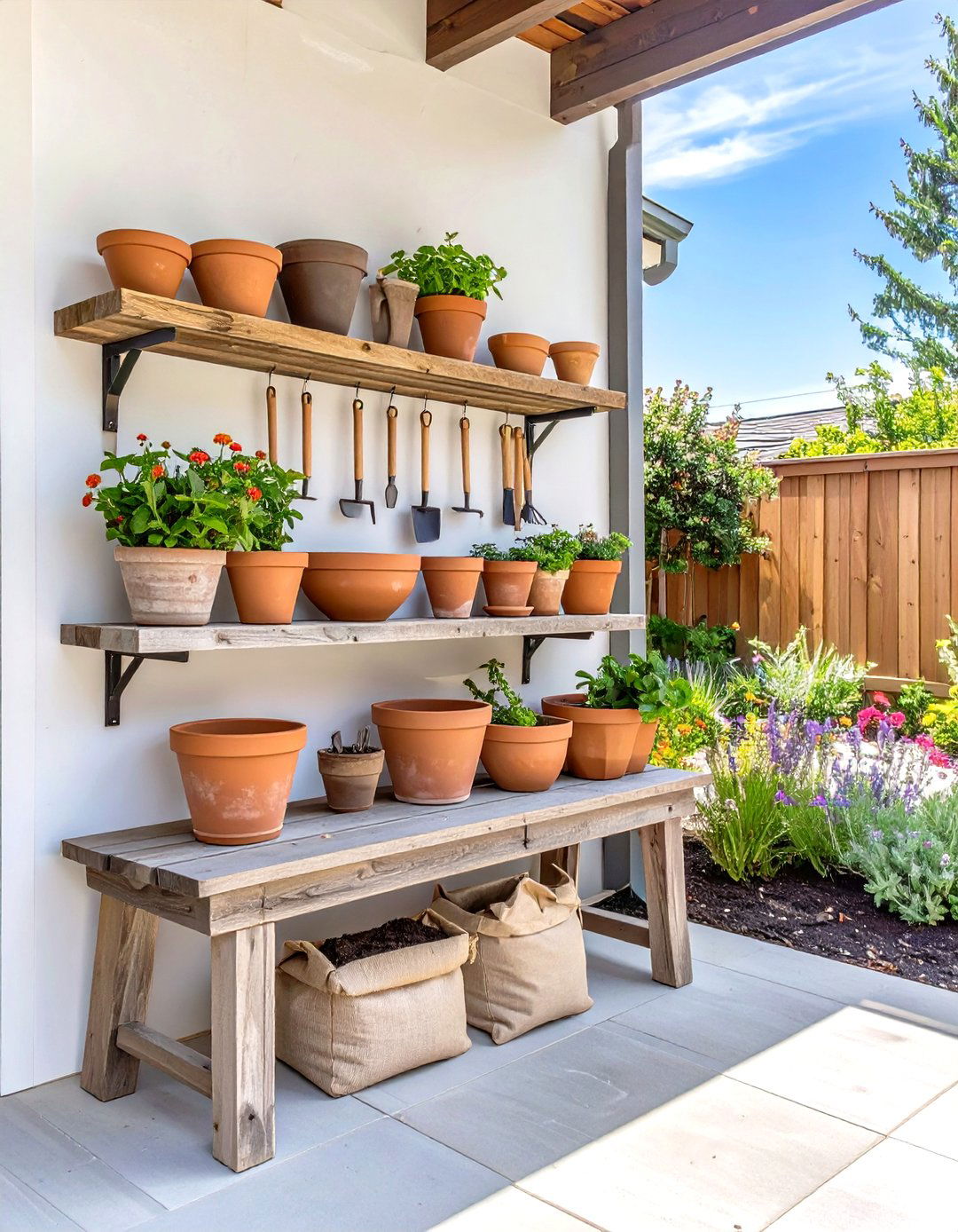 Side Yard Potting Station for Gardeners - 30 side yard landscaping ideas