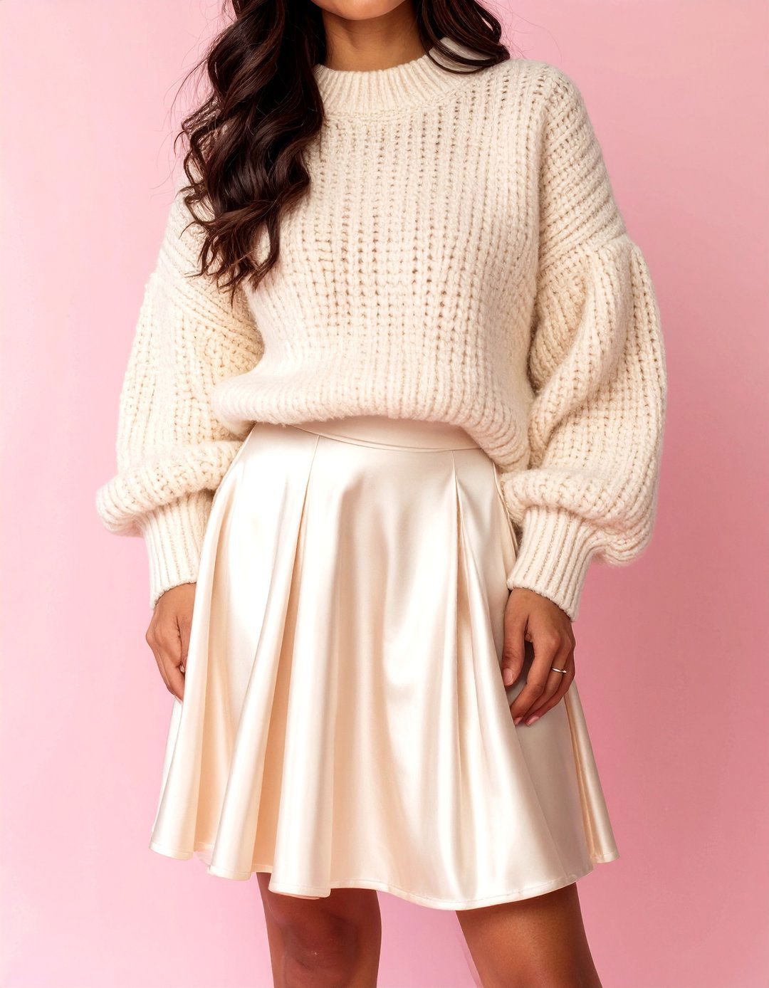Silk Slip Skirt and Sweater - 30 baby shower outfit ideas