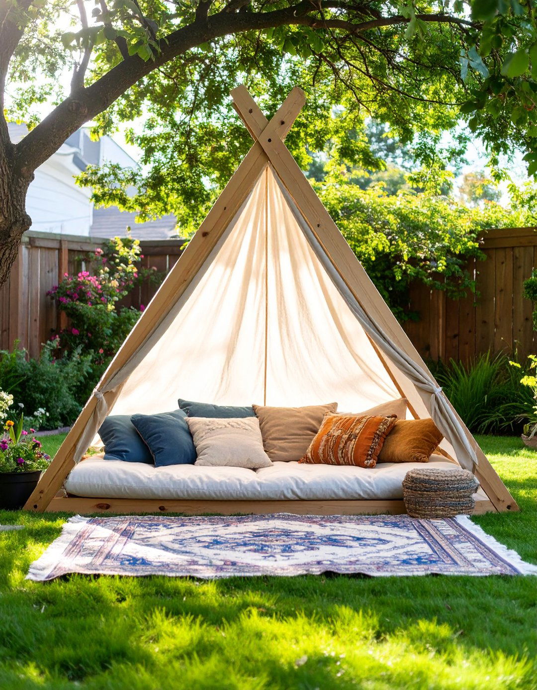 Simple A Frame Tent Canopy - 30 budget diy backyard shade ideas