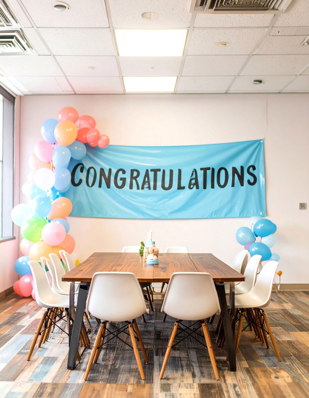 Simple Balloon and Banner Decor - 30 work baby shower ideas