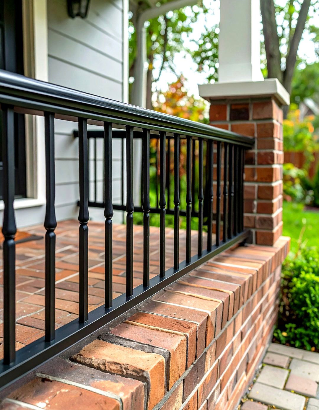 Simple Black Metal Baluster Railing - 30 small front porch railing ideas