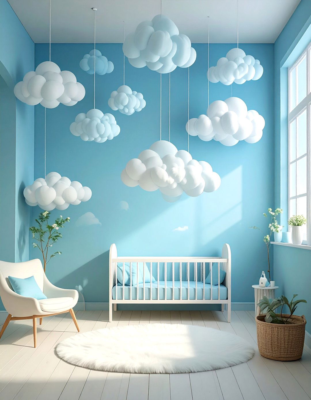 Simple Blue and White Cloud Theme - 30 simple boy baby shower ideas
