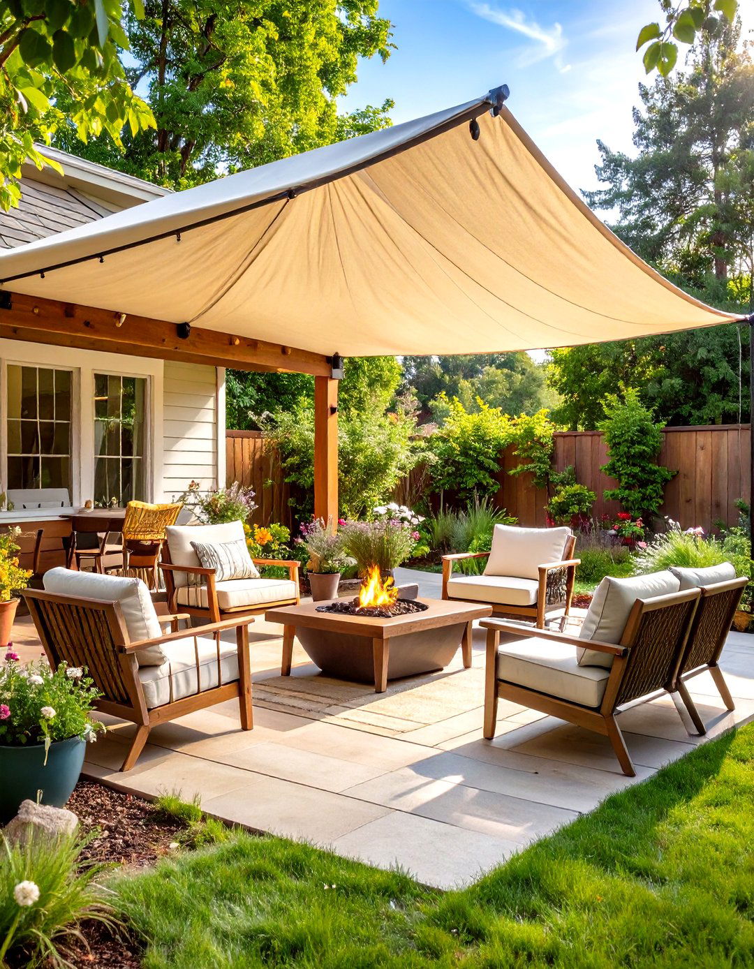Simple Canvas Tarp Shade - 30 patio shades ideas