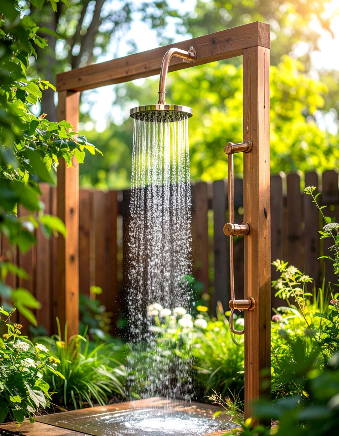 Simple Copper Pipe Frame Outdoor Shower Enclosure - 30 outdoor shower enclosure ideas