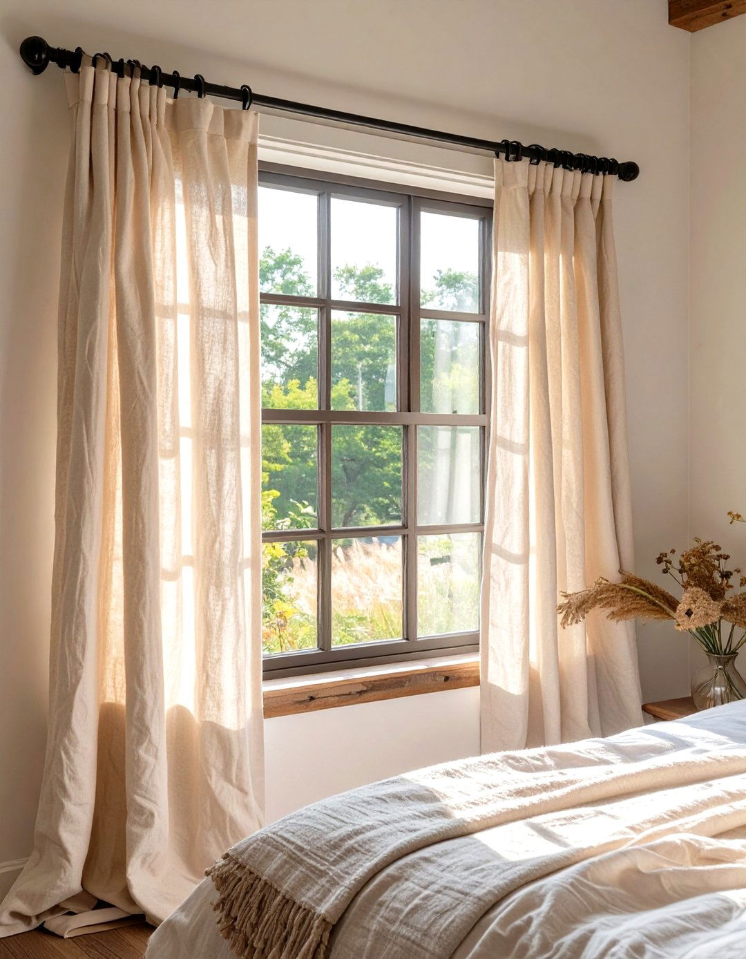 Simple Curtains and Window Treatments - 30 modern farmhouse bedroom ideas