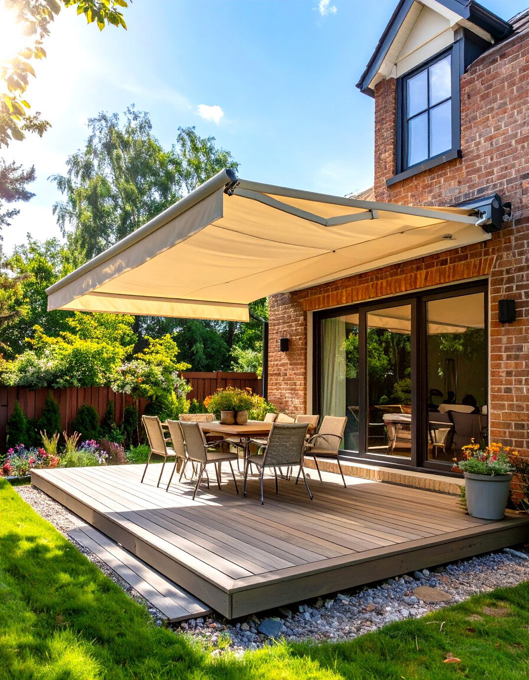 Simple Deck with a Retractable Awning - 30 simple deck ideas